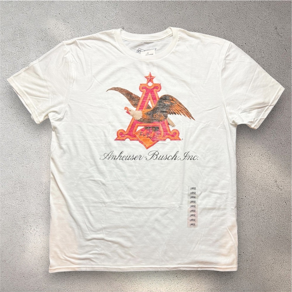 Anheuser-Busch Budweiser Eagle Logo Graphic‎ T-Shirt White Large ANAB001MSC
